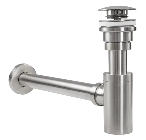 Сифон с донным клапаном клик-клаком универсальным Rea Brush Nikiel A4400 