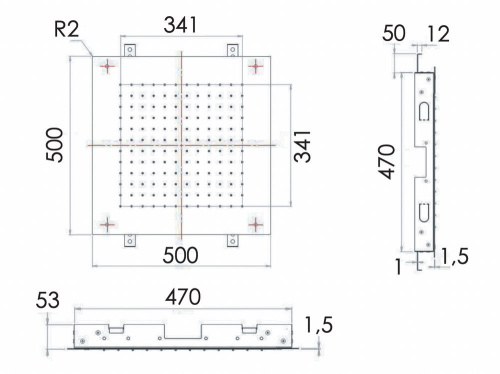 Верхний душ потолочный 50 см Remer INOX SS357SFS50