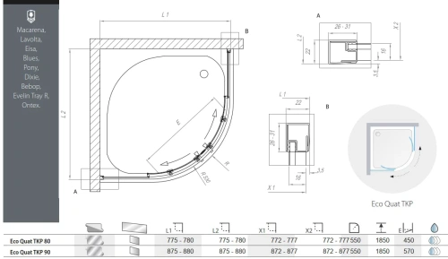 Душевой уголок Kolpa-San Eco quat TKP 80 black transparent 515290