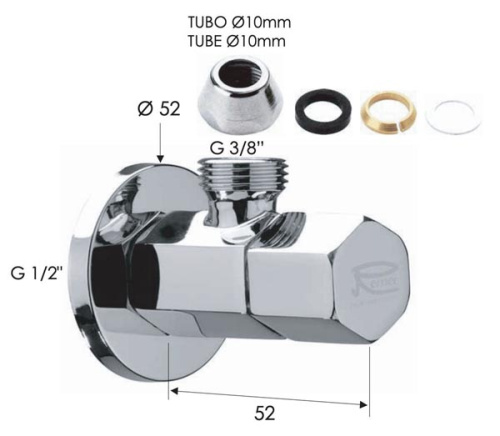 Запорный вентиль 1/2*10 Remer 128E1210