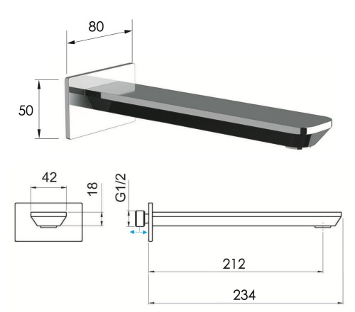 Излив настенный 23 см Daniel Tiara TA4704LCR