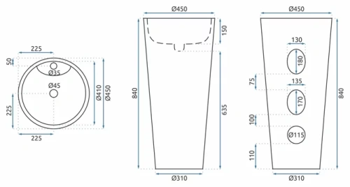 Умывальник Rea Anya U6503
