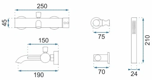 Смеситель для ванны Rea Lungo Copper Brush B1115