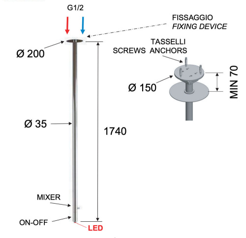 Смеситель для раковины с подсветкой Remer X Style NR17L
