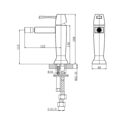 Смеситель для биде Caprigo Diamante 50-030-CRM