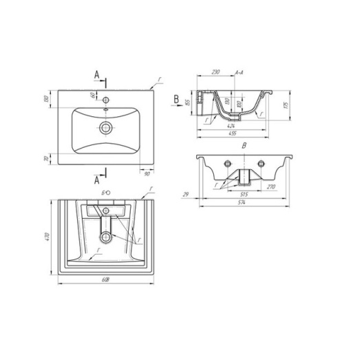 Умывальник Caprigo Эйфория-60