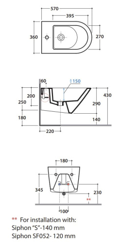 Биде подвесное Globo FORTY3 FOS09BI