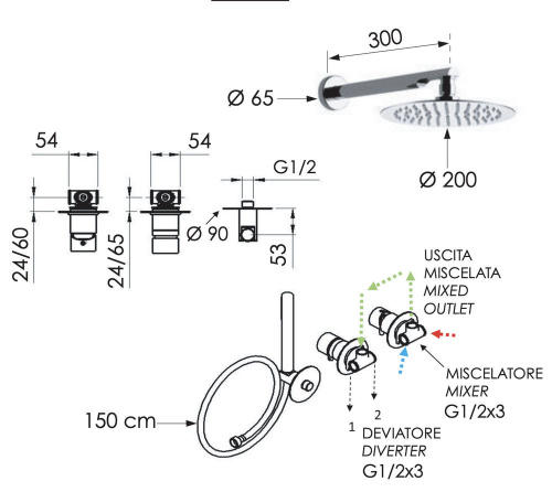Душевая система Remer X Style X96S02NO, черный матовый