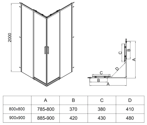Душевой уголок Vincea Soft 2 VSS-3SO2800CL