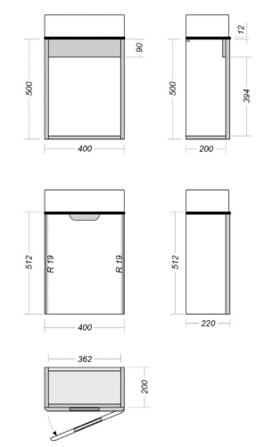 Тумба подвесная Vela Венеция мини под Bio 400 правые петли TU270631