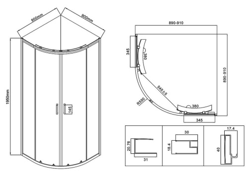Душевой уголок Vincea City VSQ-5CT900MT