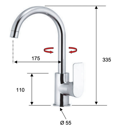 Смеситель для кухни Remer Infinity I72DO, золото глянцевое
