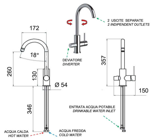 Смеситель для кухни Remer X Style N792DWNO, черный матовый