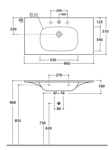 Умывальник Globo BL096BI