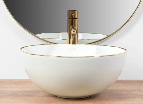 Умывальник Rea Stella white gold edge U7445