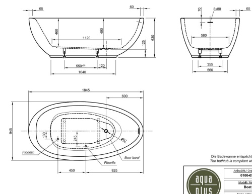 Ванна акриловая Knief Boat 0100-259