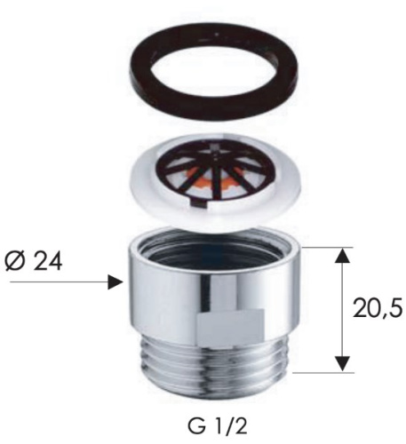 Переходник с ограничителем расхода воды до 8 л/мин Remer 309RL8