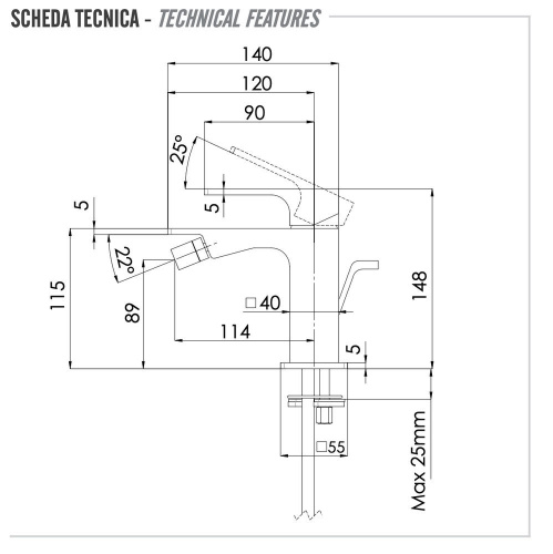Смеситель для биде Remer Absolute AU20BG, золото брашированное