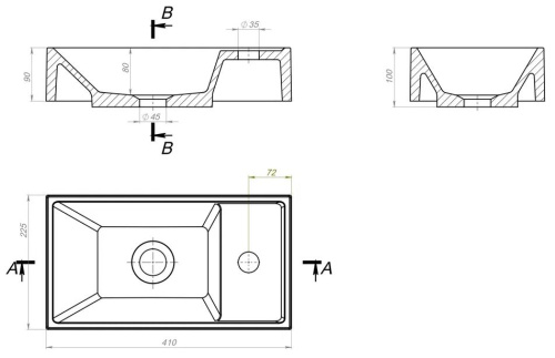 Тумба подвесная Vela Верона мини под умывальник Bazis mini левая TU271751
