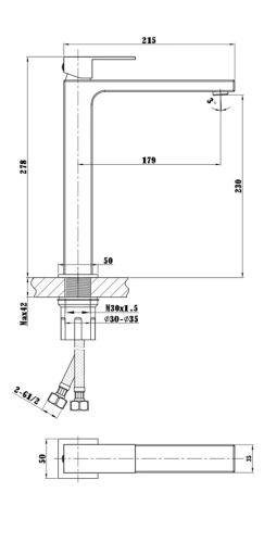 Смеситель для раковины Vincea Cube VBF-1C02BG
