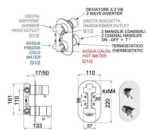 Смеситель для душа Remer Elegance NT92NO, черный матовый