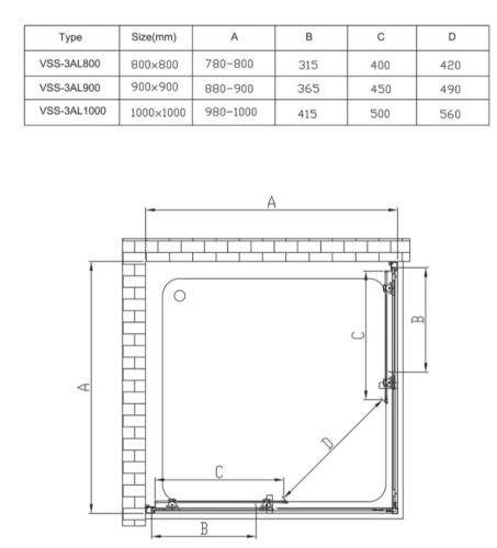 Душевой уголок Vincea Alpha VSS-3AL100CL