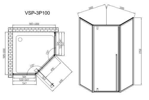 Душевой уголок Vincea Penta VSP-3P100CLB