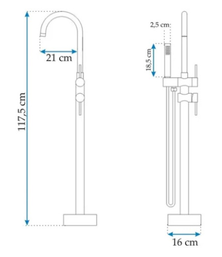 Смеситель для ванны Rea Ortis Gold B7430