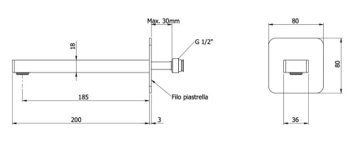 Излив настенный 19 см Remer Slash 91SLXV, сталь