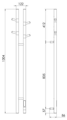Полотенцесушитель электрический Vincea VTD-1D2BE 25х130