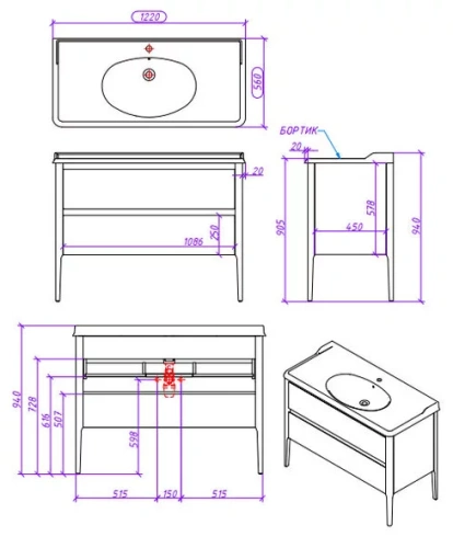 Тумба напольная Caprigo Orlando ORL-SN1200-B231/B059чэ