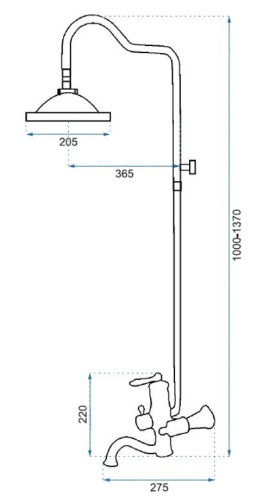Душевая система Rea Vintage Old Black P2367