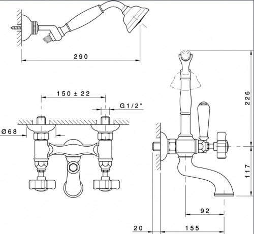Смеситель для ванны Nicolazzi Dames Anglaises 1402BZ18