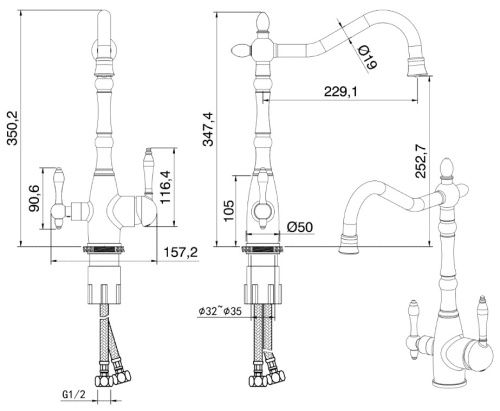 Смеситель для мойки Vivi Felice 1819 Cromo
