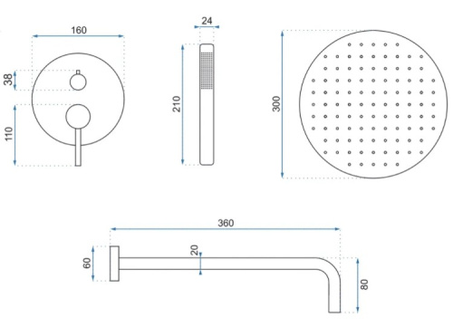 Душевая система Rea Lungo Chrome P8007