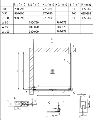 Душевая дверь Kolpa-San Polaris Fold D 90-R black transparent 516270
