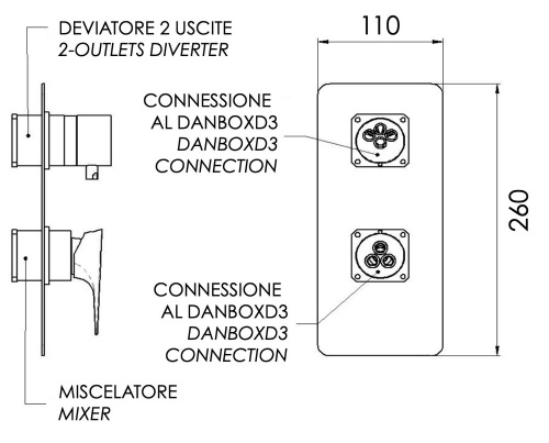 Смеситель для душа Daniel Diva DV612D3KBDP