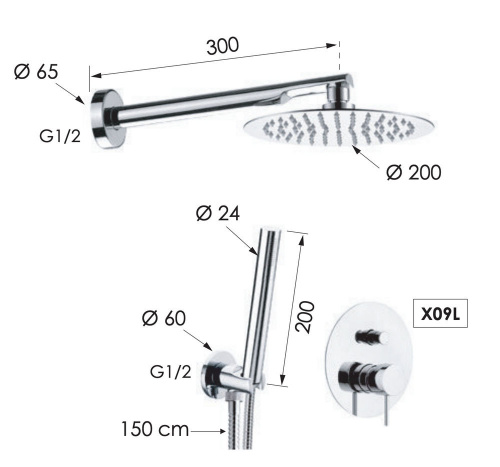 Душевая система Remer X Style X09S02