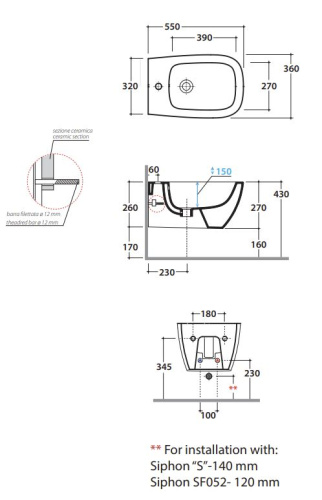 Биде подвесное Globo GENESIS GNS09BI