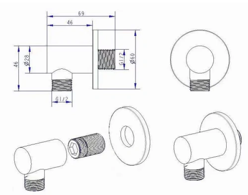 Выпуск из стены Nemo NM-4002BN brush nickel