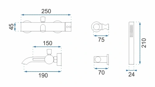 Смеситель для ванны Rea Lungo Gold matt B8010