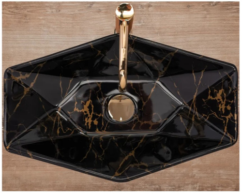 Умывальник Rea Vegas Black Marble Shiny U5603