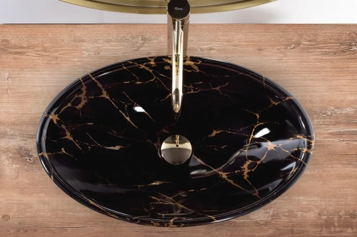 Умывальник Rea Pamela Black Marble Shiny U5067