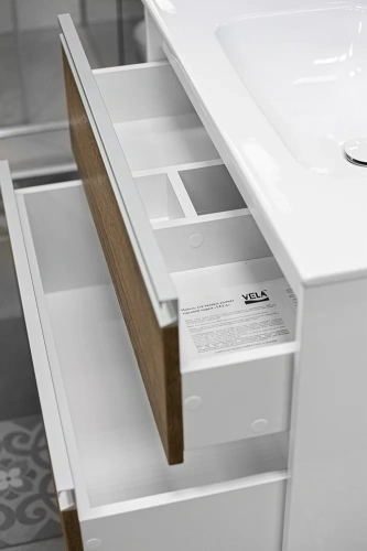 Тумба подвесная Vela 80П дуб шерман коньяк коричневый TU27151