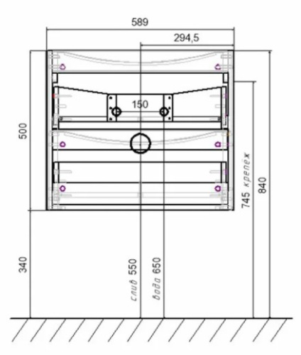 Тумба подвесная Vincea Paola 600 R.Wood VMC-2P600RW