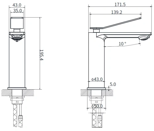 Смеситель для раковины Vincea Verse VBF-2VE1CH