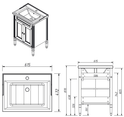 Тумба напольная Caprigo Albion Concept 60 34010-SF024