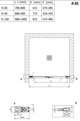 Душевая дверь Kolpa-San Polaris Fold N 90-L black transparent 516410