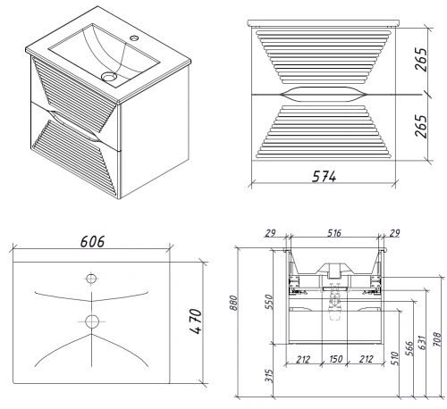Тумба подвесная Caprigo Modo Terza 60 35611-SF023