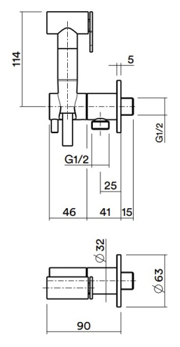 Гигиенический душ с запорным вентилем QuadroDesign ID026AS